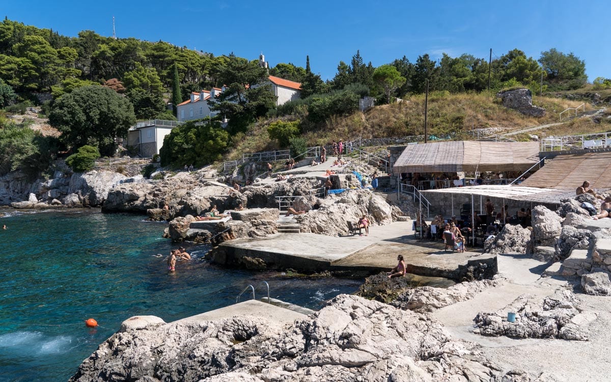 The rocky Danče Beach in Dubrovnik, Croatia