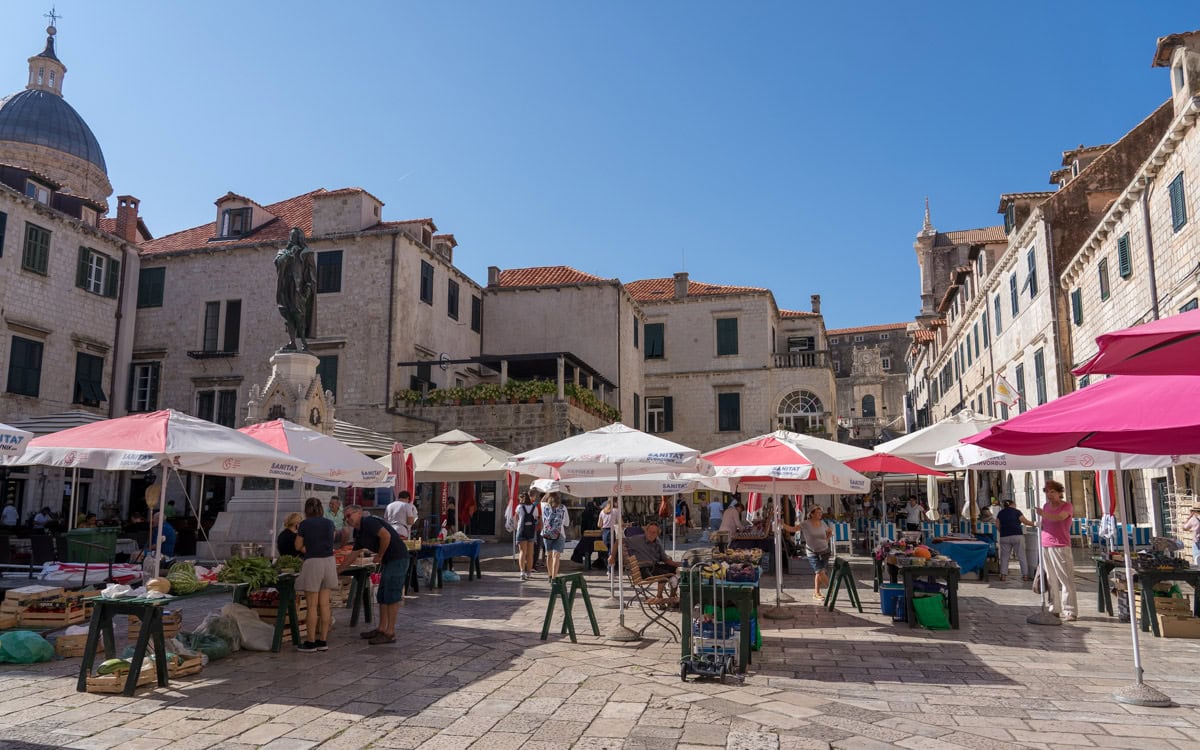 The morning market at Gundulić Square in Dubrovnik, Croatia